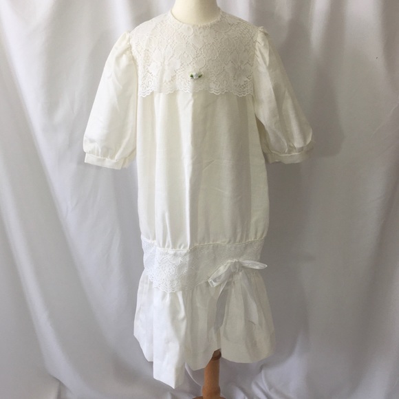 Vintage 80s Just Peachy White Dress Communion Veil - Picture 9 of 13